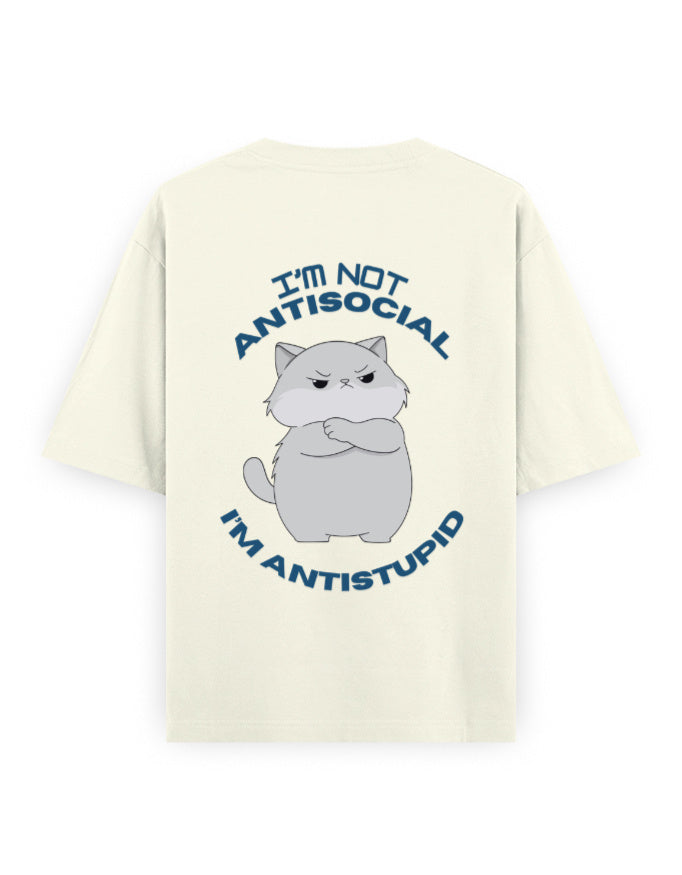 anti social anti stupid attitude graphic off-white oversized t-shirt