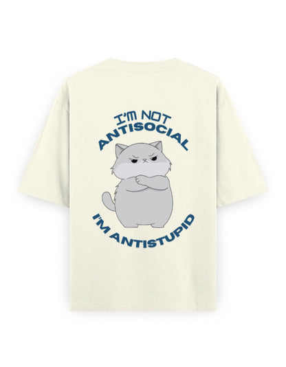 anti social anti stupid attitude graphic off-white oversized t-shirt