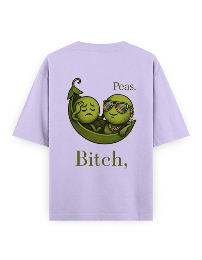 bitch peas humour graphic lavender oversized t-shirt