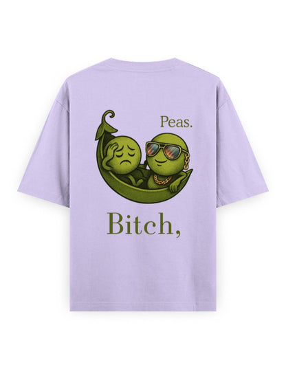 bitch peas humour graphic lavender oversized t-shirt