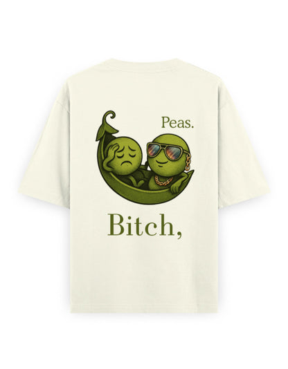 bitch peas humour graphic off-white oversized t-shirt
