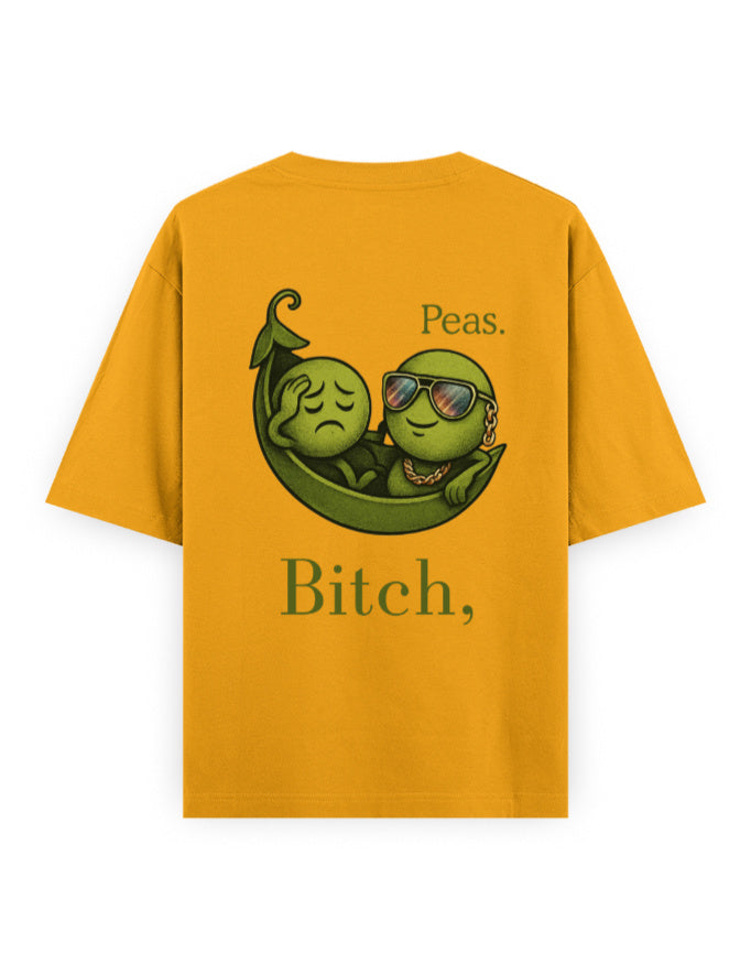 bitch peas humour graphic yellow oversized t-shirt