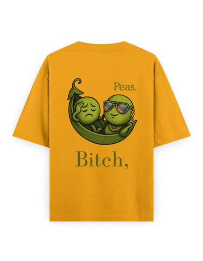 bitch peas humour graphic yellow oversized t-shirt
