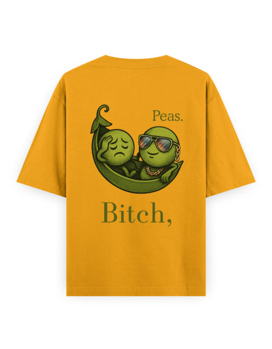 bitch peas humour graphic yellow oversized t-shirt