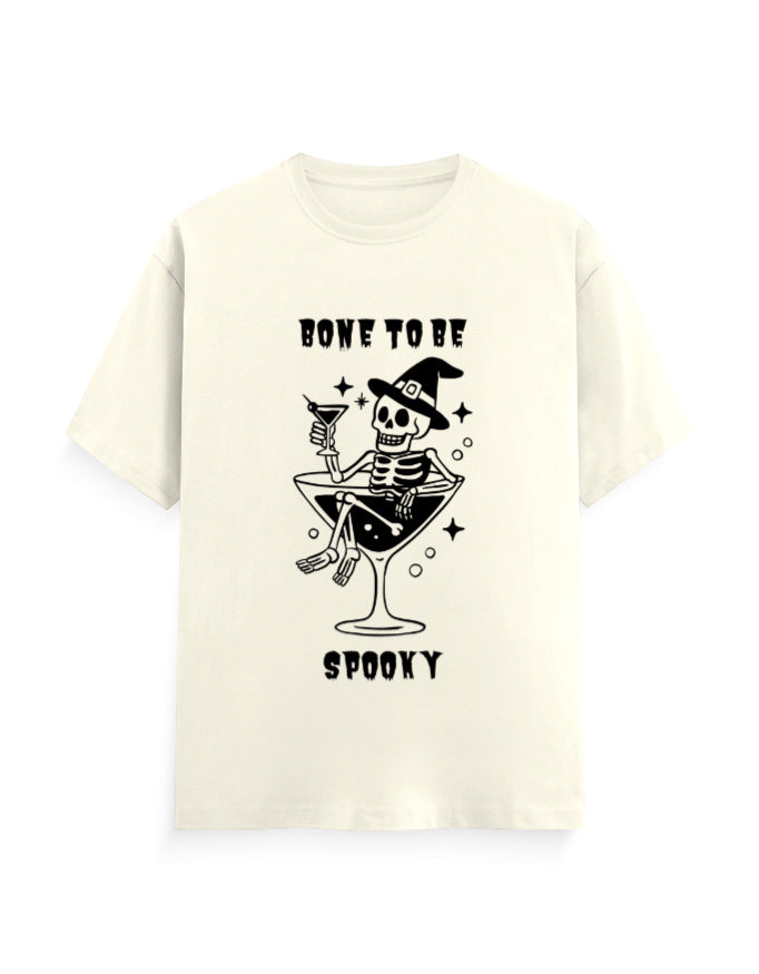 Bone to be spooky humour graphic white classic t-shirt