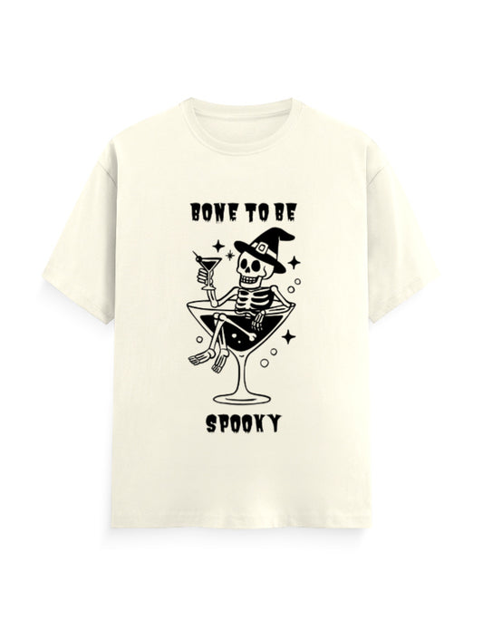 Bone to be spooky humour graphic white classic t-shirt