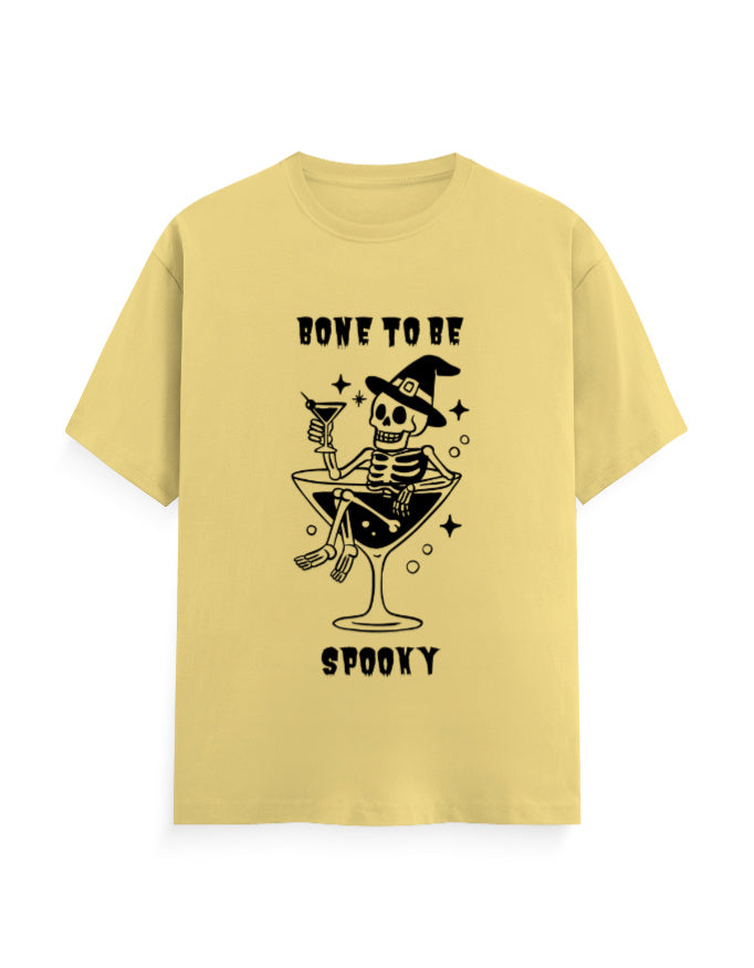 Bone to be spooky humour graphic yellow classic t-shirt