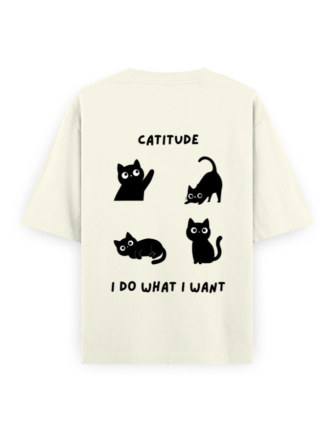 catitude I do what I want attitude graphic off-white oversized t-shirt
