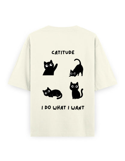 catitude I do what I want attitude graphic off-white oversized t-shirt
