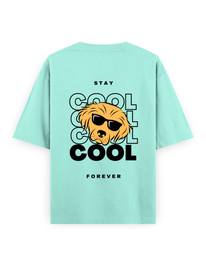 cool dog, stay cool forever graphic mint color oversized t-shirt