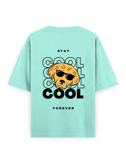cool dog, stay cool forever graphic mint color oversized t-shirt