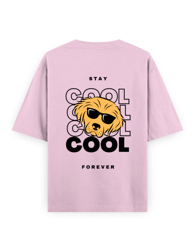 cool dog, stay cool forever graphic pink oversized t-shirt