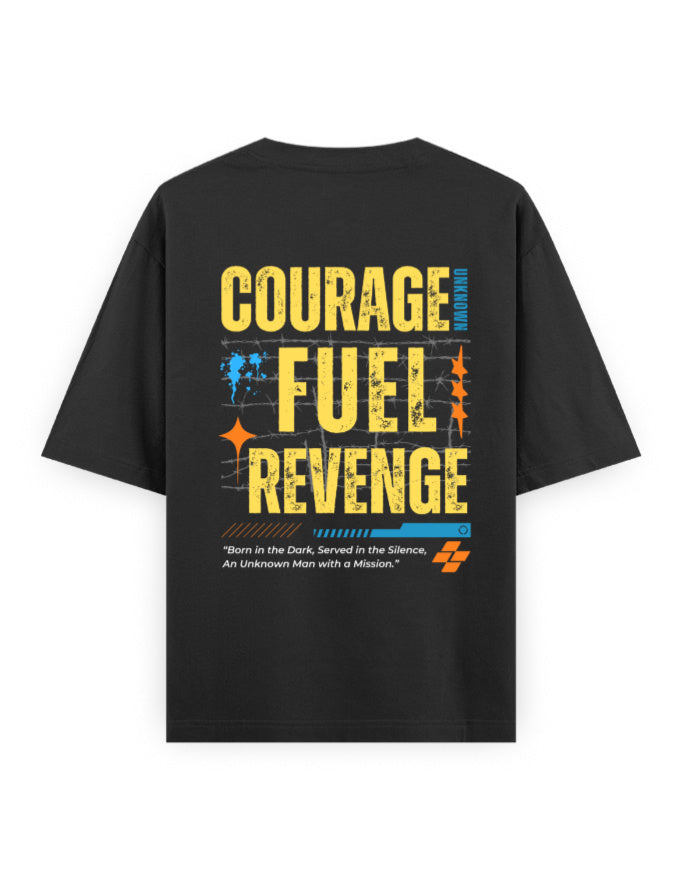 courage.fuel.revenge - unknown man dhurandhar edition black oversized t-shirt
