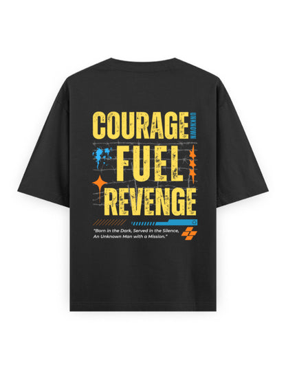 courage.fuel.revenge - unknown man dhurandhar edition black oversized t-shirt