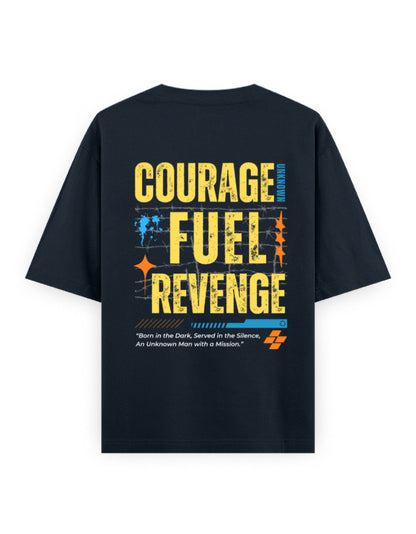 courage.fuel.revenge - unknown man dhurandhar edition navy oversized t-shirt