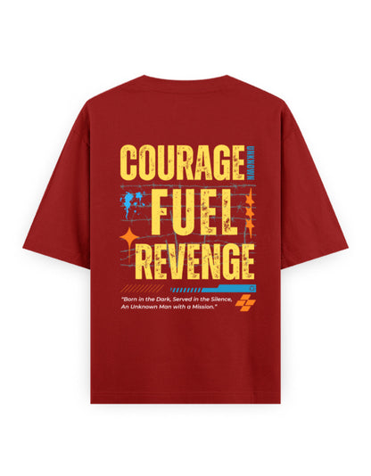 courage.fuel.revenge - unknown man dhurandhar edition red oversized t-shirt
