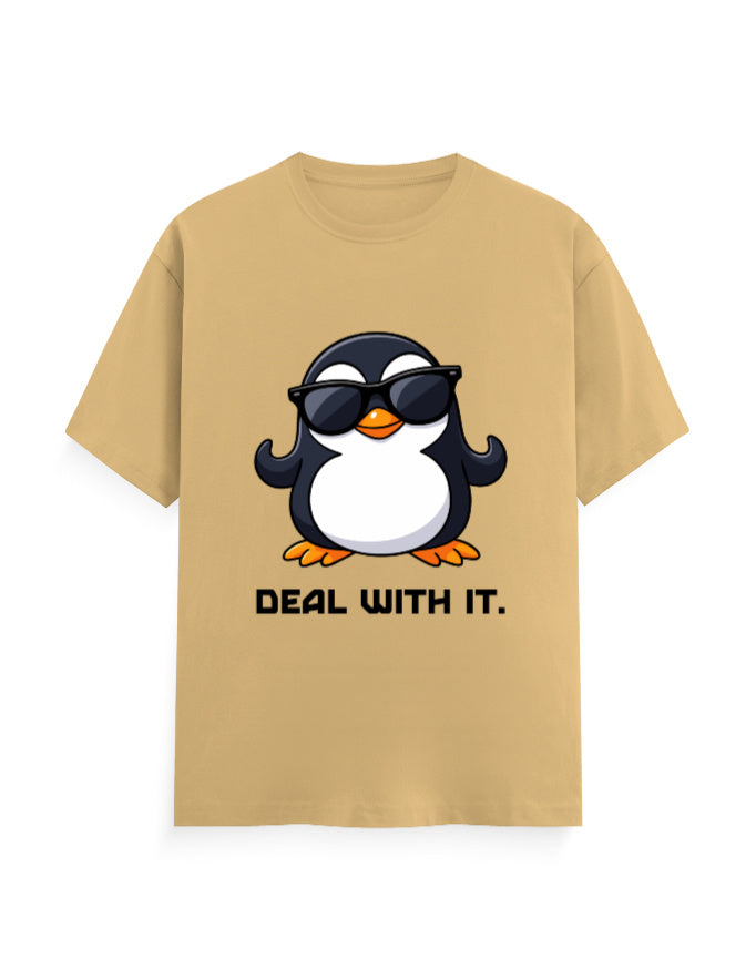 Deal with it attitude graphic beige classic t-shirt
