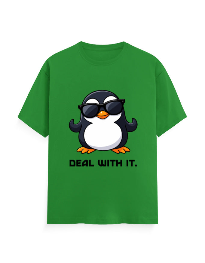 Deal with it attitude graphic green classic t-shirt