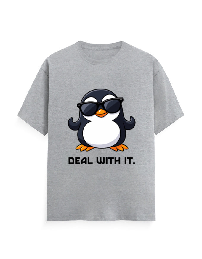 Deal with it attitude graphic grey classic t-shirt