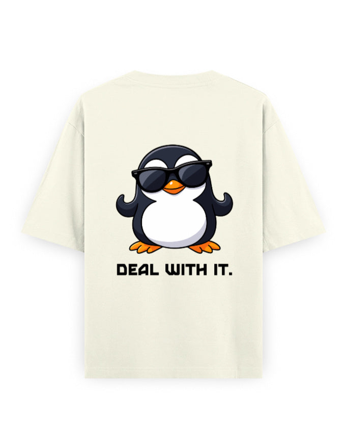 Deal with it attitude graphic humour off-white oversized t-shirt
