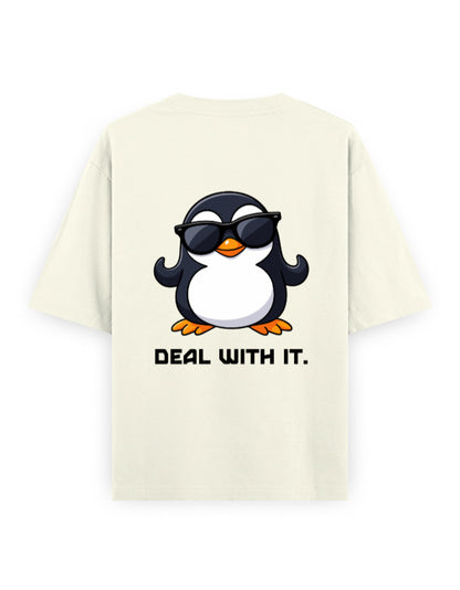 Deal with it attitude graphic humour off-white oversized t-shirt