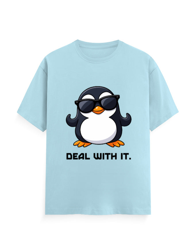 Deal with it attitude graphic light blue classic t-shirt