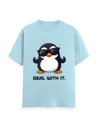Deal with it attitude graphic light blue classic t-shirt