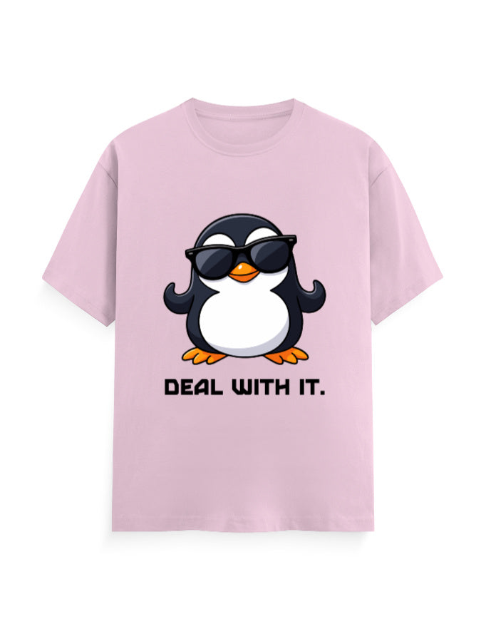 Deal with it attitude graphic pink classic t-shirt