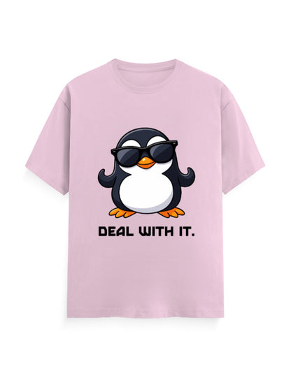 Deal with it attitude graphic pink classic t-shirt