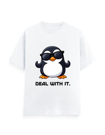 Deal with it attitude graphic white classic t-shirt