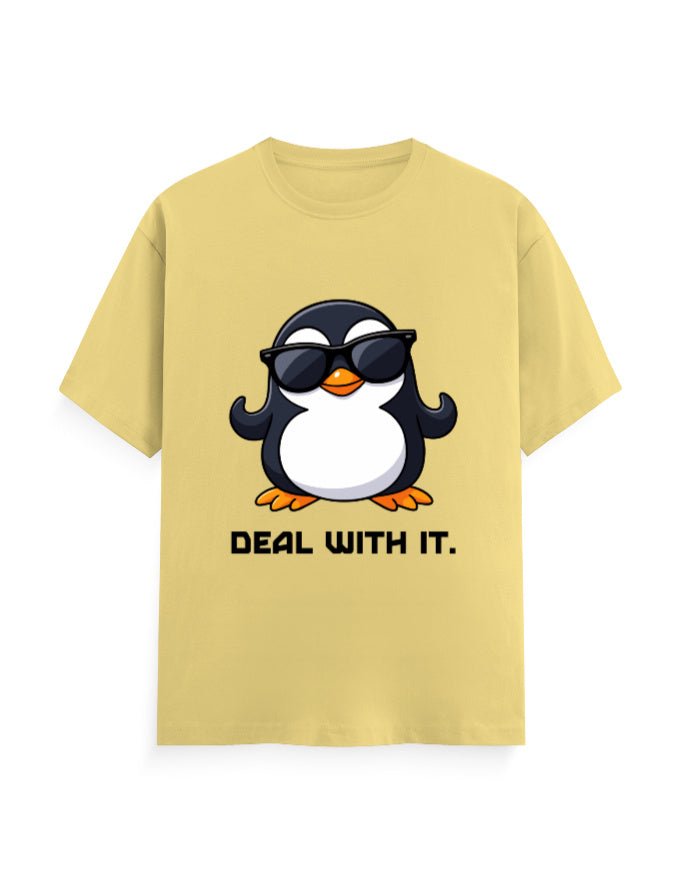 Deal with it attitude graphic yellow classic t-shirt