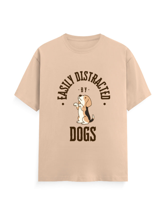 easily distracted by dogs classic beige t-shirt
