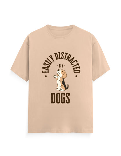 easily distracted by dogs classic beige t-shirt