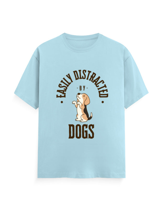 Easily distracted by dogs classic light-blue  t-shirt