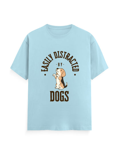 Easily distracted by dogs classic light-blue  t-shirt