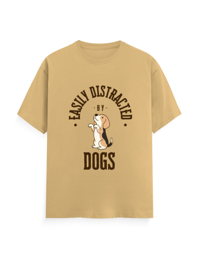 Easily distracted by dogs classic peach t-shirt