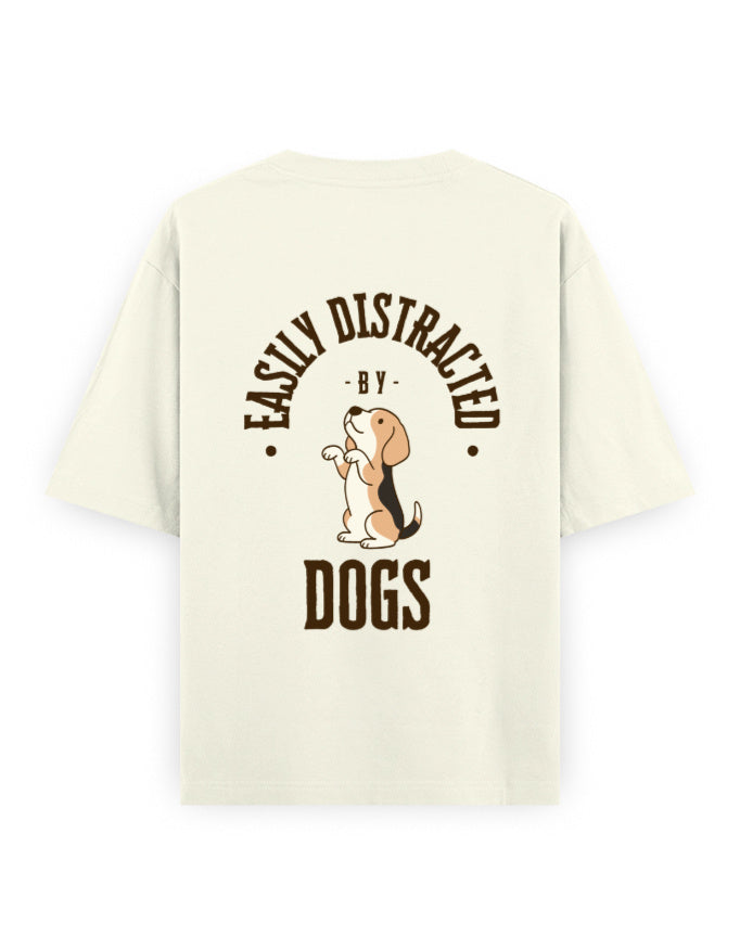Easily distracted by dogs oversized off-white t-shirt
