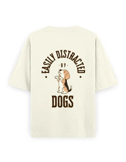 Easily distracted by dogs oversized off-white t-shirt