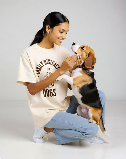Easily distracted by dogs pet lovers classic off white t-shirt