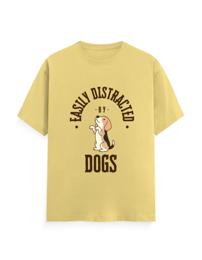 Easily distracted by dogs yellow classic t-shirt