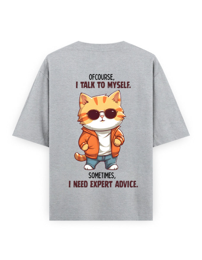 Expert Advice graphic grey oversized t-shirt