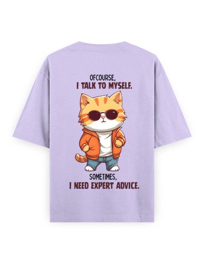 Expert Advice graphic lavender oversized t-shirt