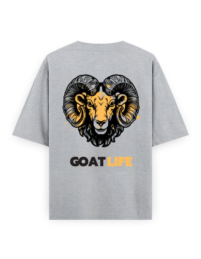 Goat life - Greatest of all time - attitude graphic grey oversized t-shirt