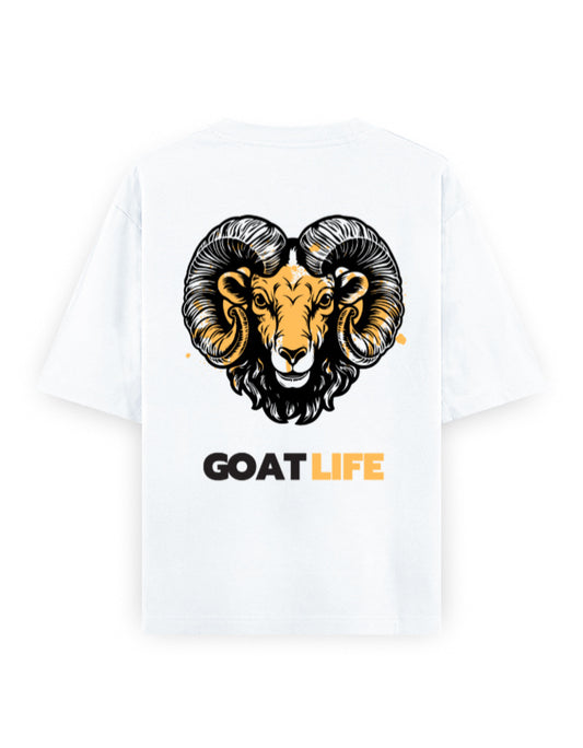 Goat life - Greatest of all time - attitude graphic white oversized t-shirt