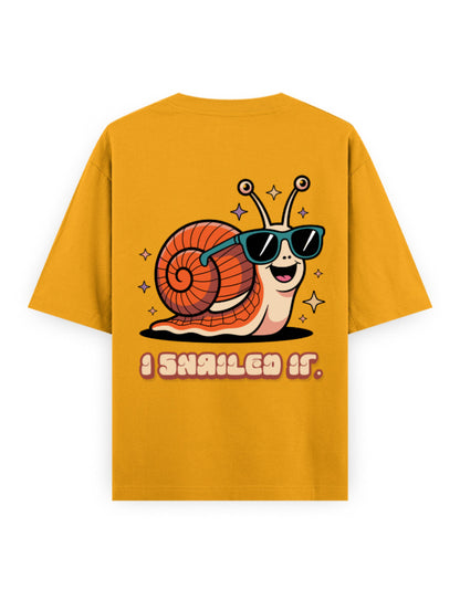 I snailed it graphic humour gold color oversized t-shirt