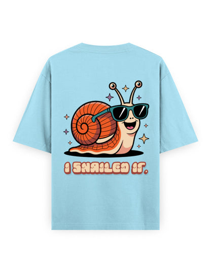 I snailed it graphic humour light blue oversized t-shirt