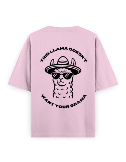 llama and no drama attitude humour graphic pink oversized t-shirt