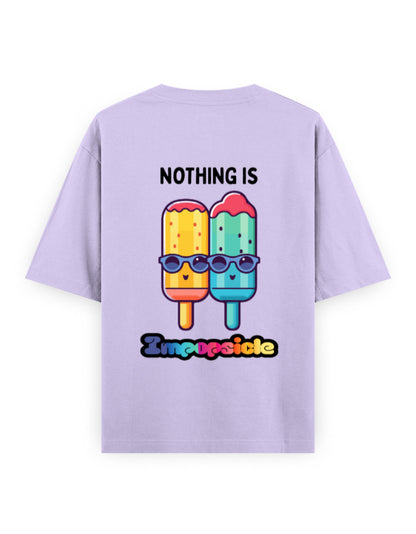 Nothing is impopsicle graphic humour lavender oversized t-shirt