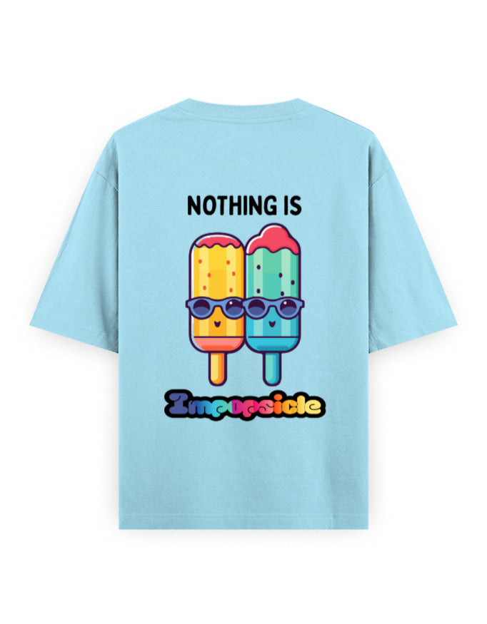 Nothing is impopsicle graphic humour light-blue oversized t-shirt