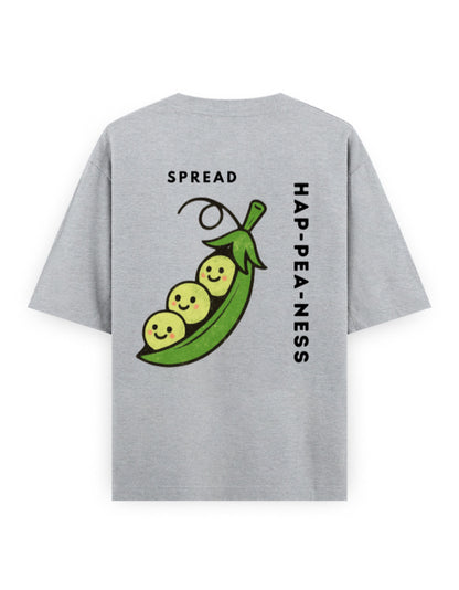 spread hap-pea-ness humour graphic grey oversized t-shirt